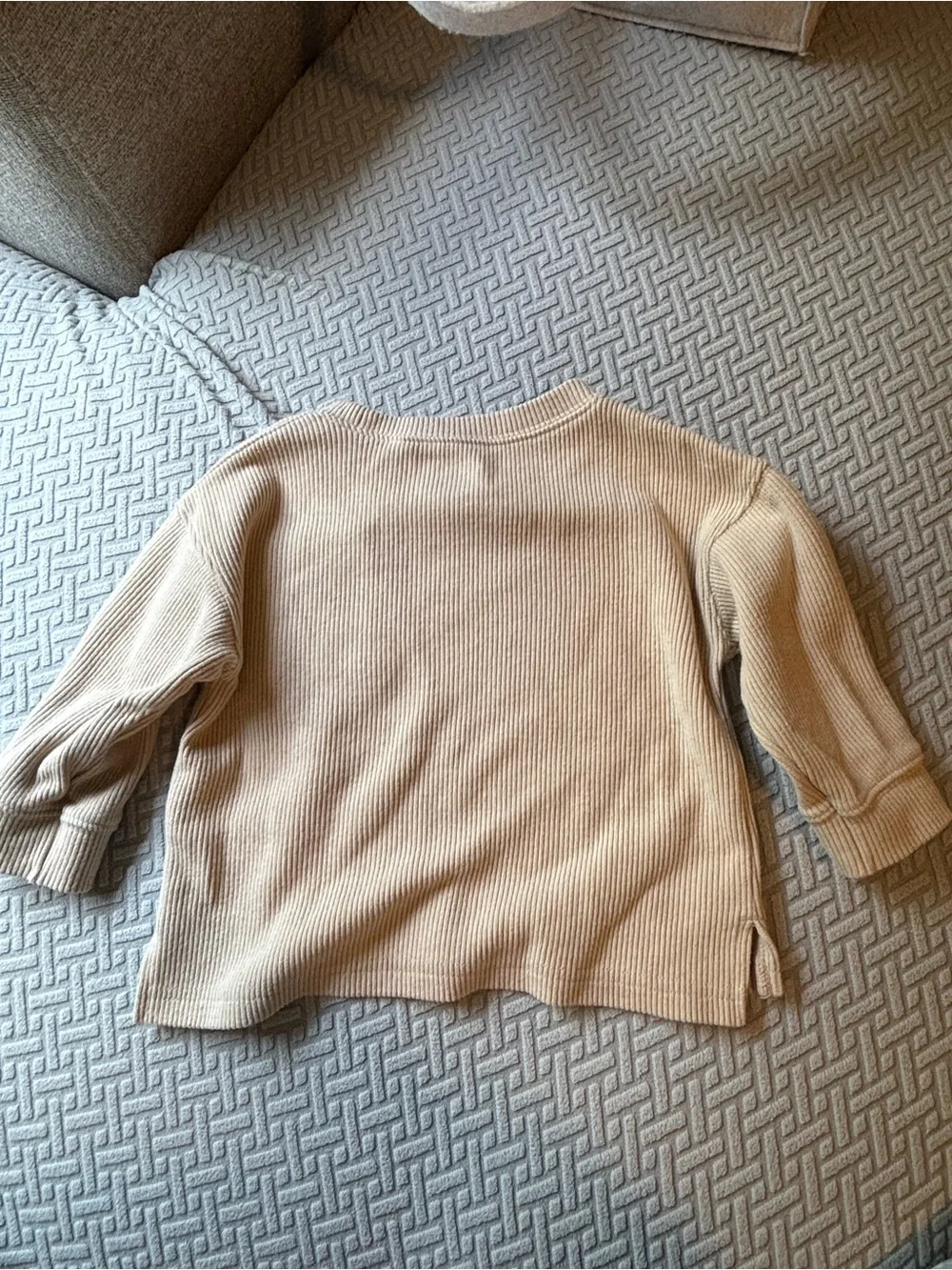 Oshkosh Baby Long-Sleeve Ribbed Pocket Top - Cream 12 months